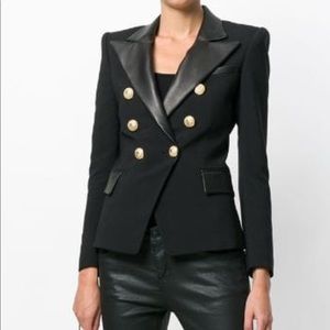 Balmain Embellished Blazer With Leather Lapels